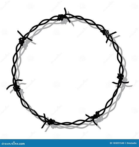 Vector Barbed Wire Round Frame Border Stock Vector Illustration Of Isolated Gray 183091548