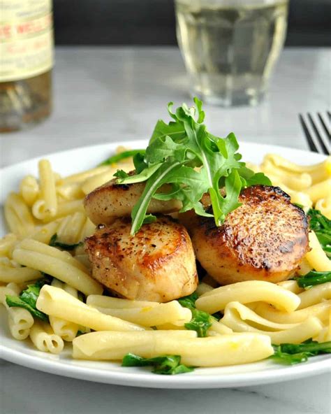 Seared Scallops with Pasta - Pinch and Swirl