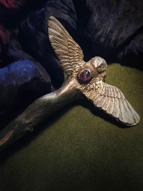 Driftwood Owl Of Amethyst Portland Oregon Handmade Wand One Of A