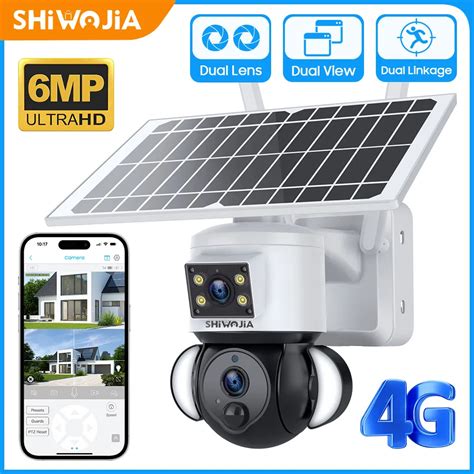 Shiwojia Mp G Sim Card Solar Camera Outdoor Security Protection Cctv