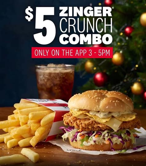 DEAL KFC 5 Zinger Crunch Combo Via App 3 5pm 3 July 2023 Frugal