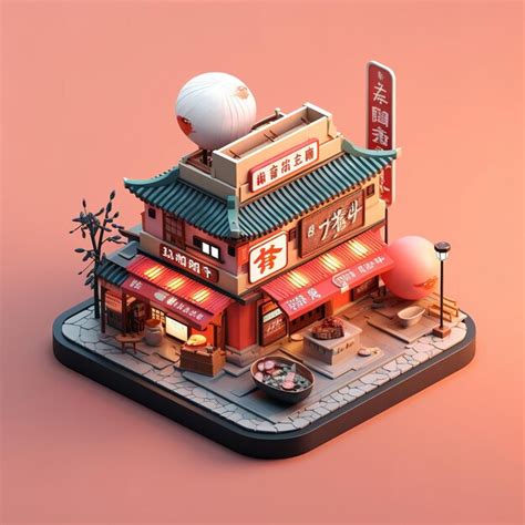 Premium Photo Miniature Isometric Sushi Bar