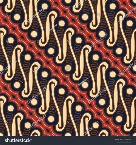 Traditional Javanese Batik Parang Pattern Version Stock Vector Royalty