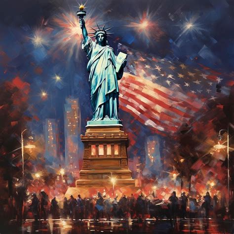 Premium Ai Image Statue Of Liberty Independence Day 4th Of July Usa Flag