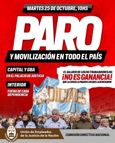 Paro de judiciales trabajadores del sector se movilizarán en rechazo