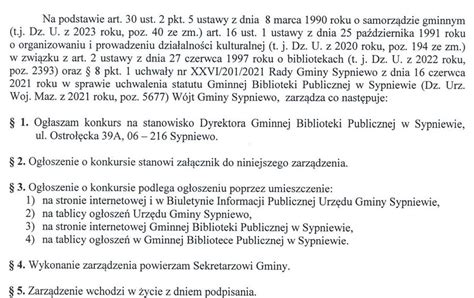 Nab R Na Stanowisko Dyrektora Gminnej Biblioteki Publicznej W Sypniewie