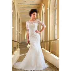 Mermaid Bateau Illusion Neckline Low Back Lace Beaded Wedding Dress