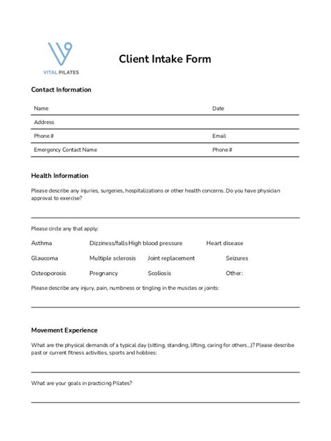 Fillable Online Client Intake Form Docx Client Intake Form