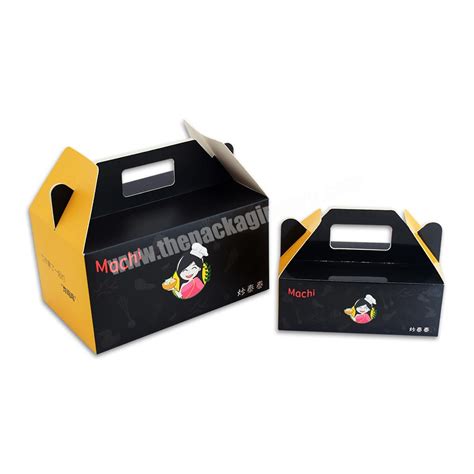 Customized Food Grade Paper Packaging French Fried Chicken Box With Handle