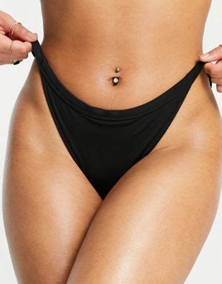 Weekday Ava Tanga Bikini Bottoms In Black ASOS