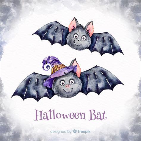 Premium Vector | Lovely watercolor halloween bats