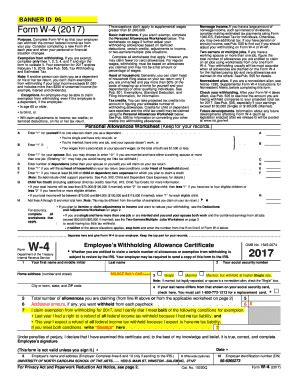 Fillable Online 2017 Form W 4 Employee S Withholding Allowance