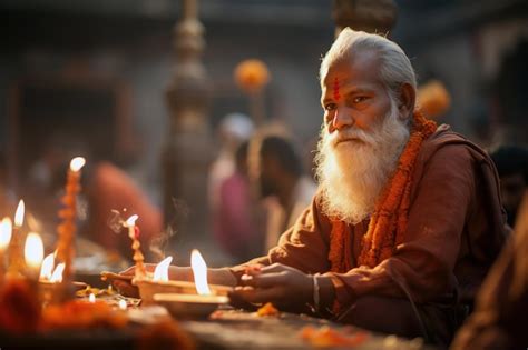 Premium Photo | Hindu worship featuring a Hindu priest in a temple