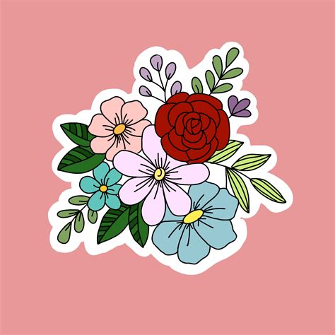 Floral Bundle Sticker Floral Stickers Flower Stickers Plant