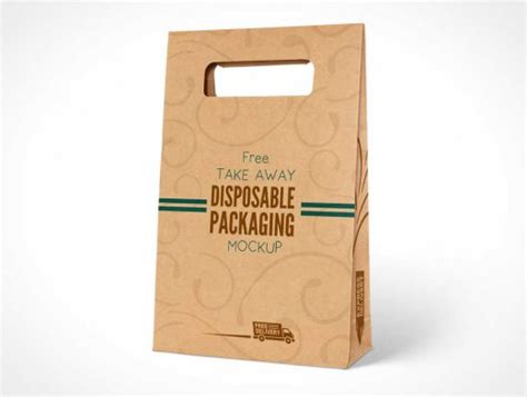 Free Kraft Paper Disposable Food Bag Packaging Mockup Oceanmockups