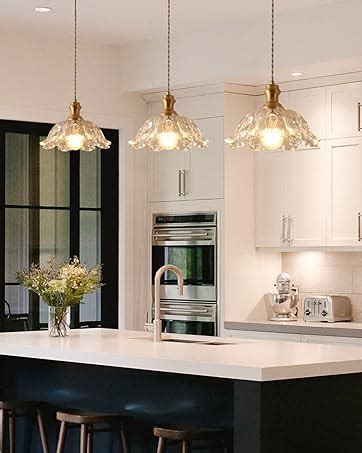 SADUENFR Glass Pendant Lights Kitchen Island Clear Glass Hanging Light