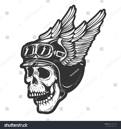 Racer Skull Winged Helmet Isolated On Stock Vector Royalty Free