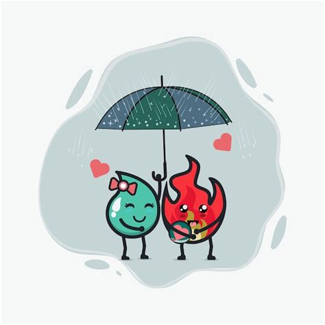 Premium Vector Water Loves Fire Cartoon Design Vector Illustration