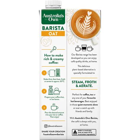 Australias Own Barista Oat Milk 1l Woolworths