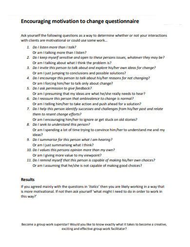 17 Free Motivation Questionnaire Templates In Pdf Microsoft Word