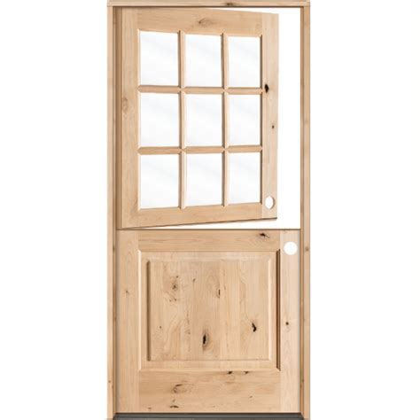 Modern Farmhouse Knotty Alder 9 Lite Glass Wood Dutch Door Krosswood