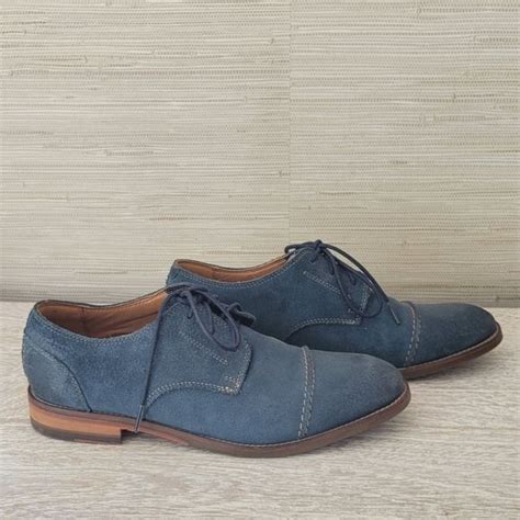 Mens Clark Blue Suede Oxford Shoe Lace Ups 85 Suede Oxford Shoes