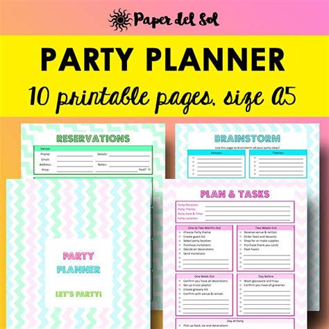 Party Planning Checklist Event Planner Printable Birthday Etsy