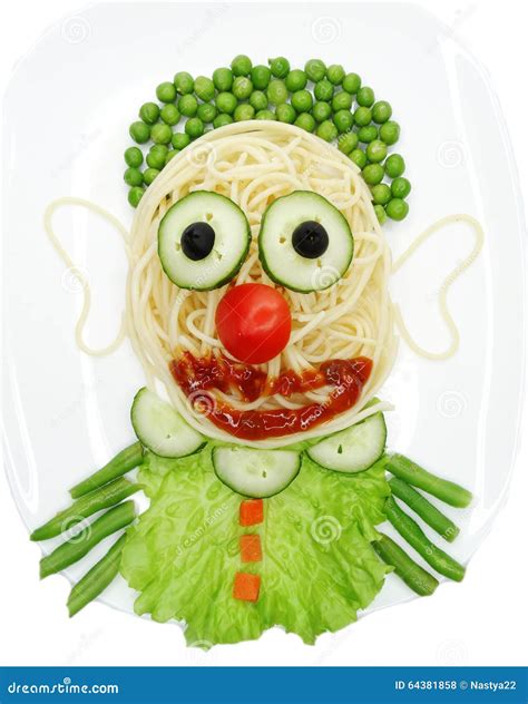 Creative Vegetable Food Dinner Clown Form Stock Photo Image Of Green