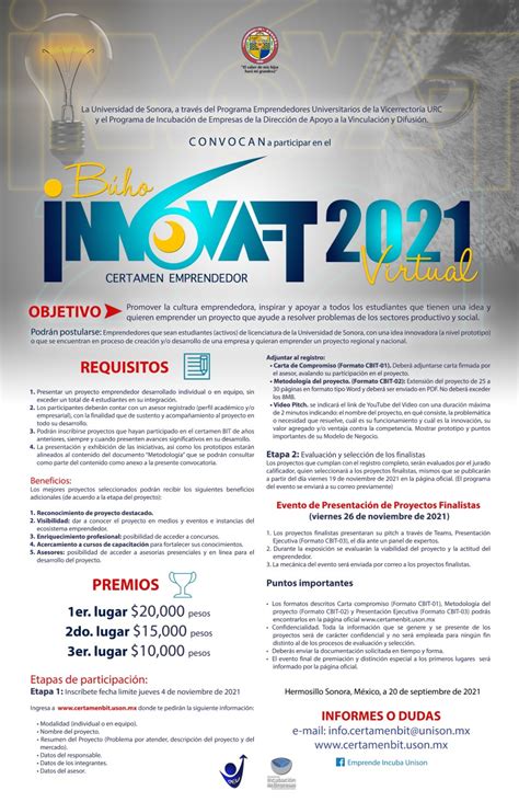 Convocatoria Búho InnovaT 2021 Virtual Programa de Emprendedores