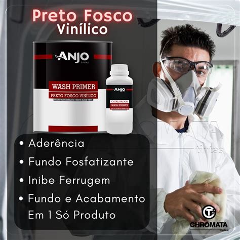 Tinta Preto Fosco Vinlílico Automotivo 600ml C Catalisador 300ml Anjo