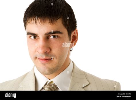 Close Up Portrait Of Hansom Young Man Isolated On White Stock Photo Alamy