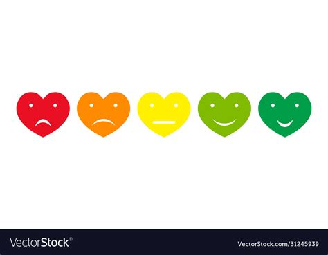 5 colorful hearts rating emoji Royalty Free Vector Image