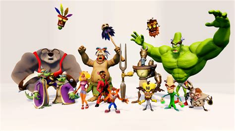 Crash Bandicoot N Sane Trilogy HD Wallpaper With Aku Aku And Characters