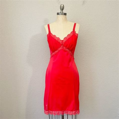 Movie Star Intimates Sleepwear Vintage S S Movie Star Red Lingerie Full Slip Dress