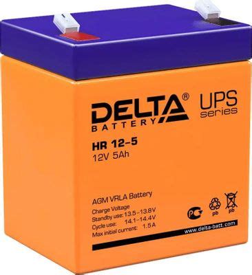 Аккумуляторная батарея Delta HR 12-5 для ИБП 12В, 5Ач – купить в ...