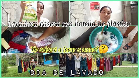 Lavando Con Lavadora Casera Hecha Con Botella De Pl Stico Youtube