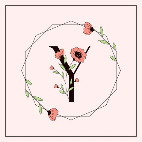 Diseño de logotipo femenino con letra y floral Vector Premium