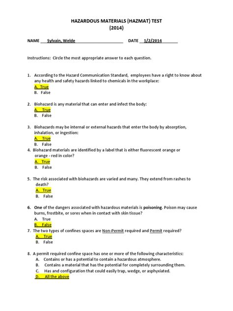 Hazmat Test And Answers Free Printable Arizona Cdl Hazmat Pr