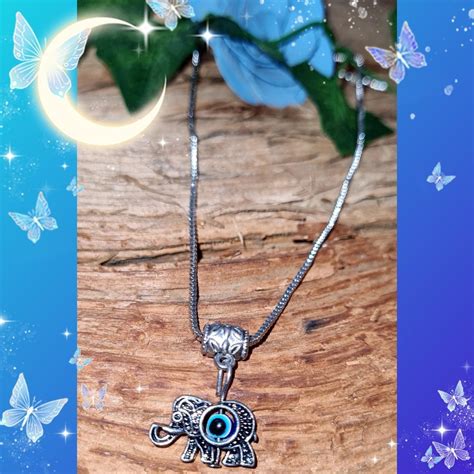 The Evil Eye Elephant Necklace Depop