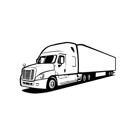 Semi Truck Freight 18 Wheeler Sleeper Vector Silhouette Illustration