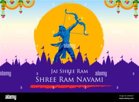 Illustration Of Lord Rama With Bow Arrow For Shree Ram Navami