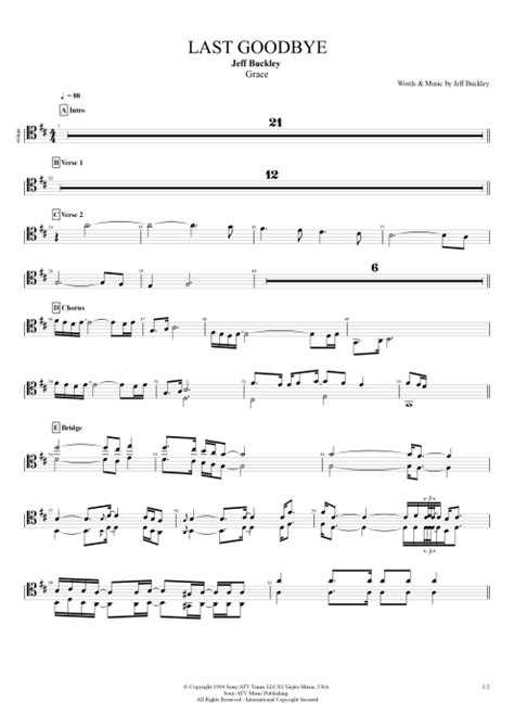 Last Goodbye Tab By Jeff Buckley Guitar Pro Full Score Mysongbook