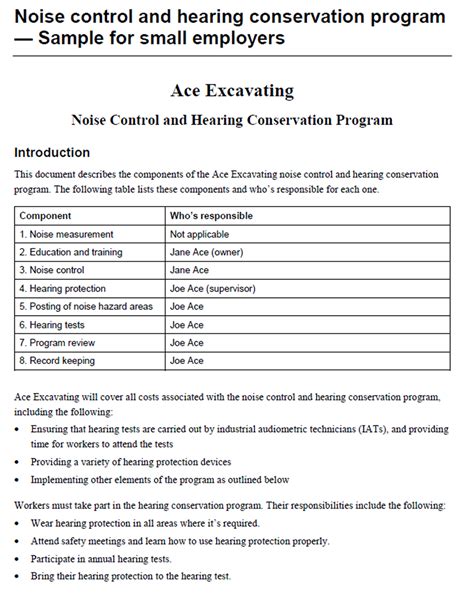 Hearing Conservation Program Template