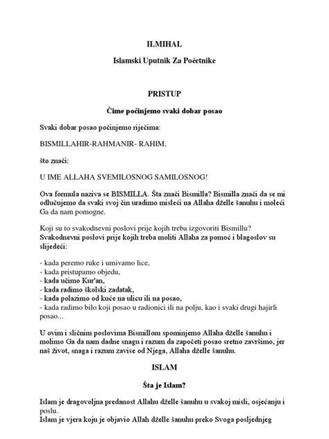 Pdf Ilmihal Islamski Uputnik Za Pocetnike Dokumen Tips