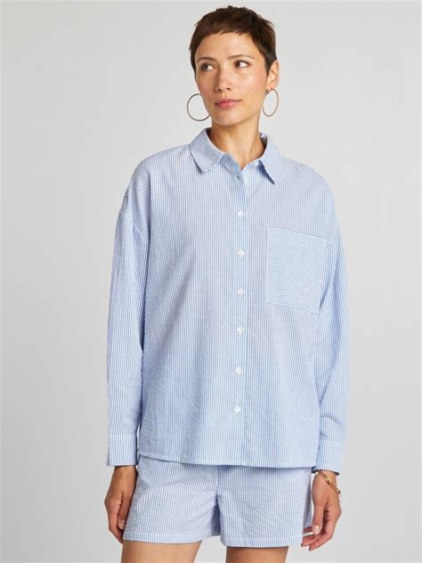 Chemise à manches longues rayée Bleu Kiabi 18 00