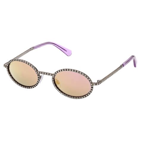 Sonnenbrille Ovale Form Pavé Sk0340 08y Schwarz Swarovski