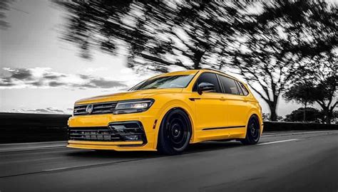 Ginster Yellow Volkswagen Tiguan R Line Slammed On Rotiform Wheels Has