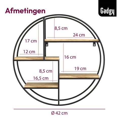 Gadgy Wandrek Industrieel Rond Met Houten Planken Wandrekken