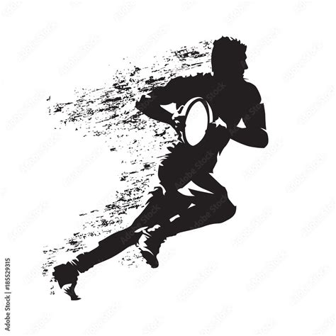 Vecteur Stock Rugby Player Running With Ball Abstract Grungy Vector