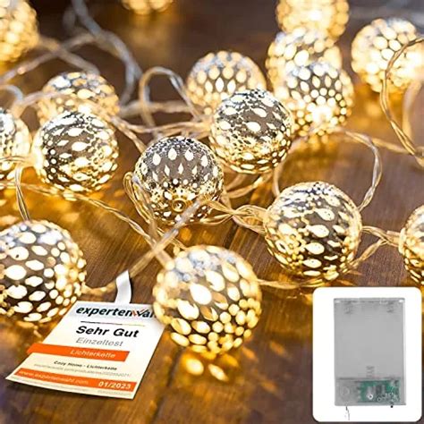 Guirlande Lumineuse Marocaine LED 7M avec Boules Argentées Blanc Chaud